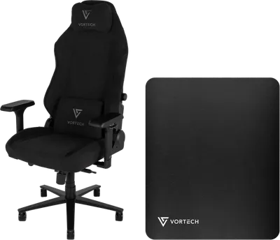 Vortech Prestige Plus Gaming-Stuhl Schwarz + Vortech Bodenschutzmatte Schwarz