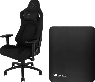 Vortech Pro Gaming-Stuhl Schwarz + Bodenschutzmatte