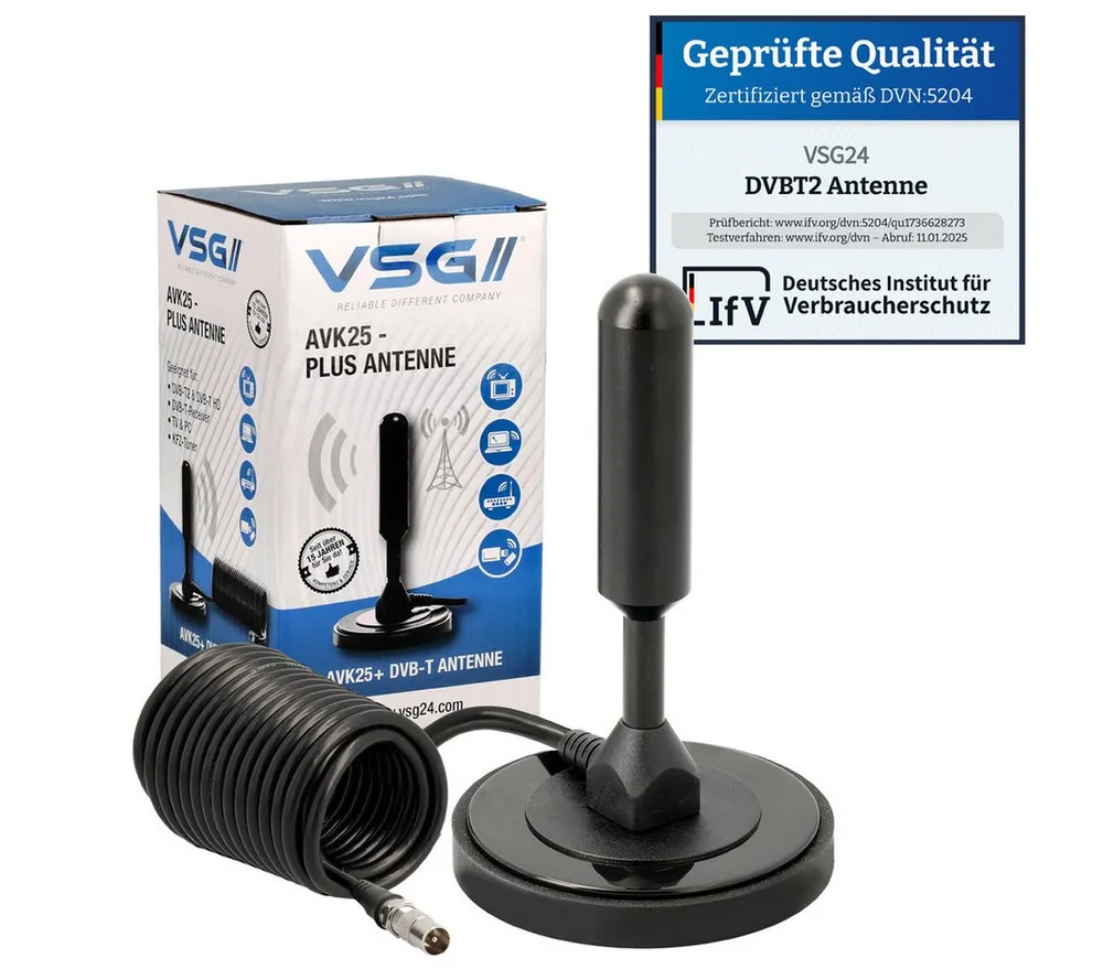 VSG24 DVBT2 HDTV Antenne ADVANCED HD ALU-Kern für max. DVB-T2 Signalqualität Innenantenne (DVBT2 HD), 1058