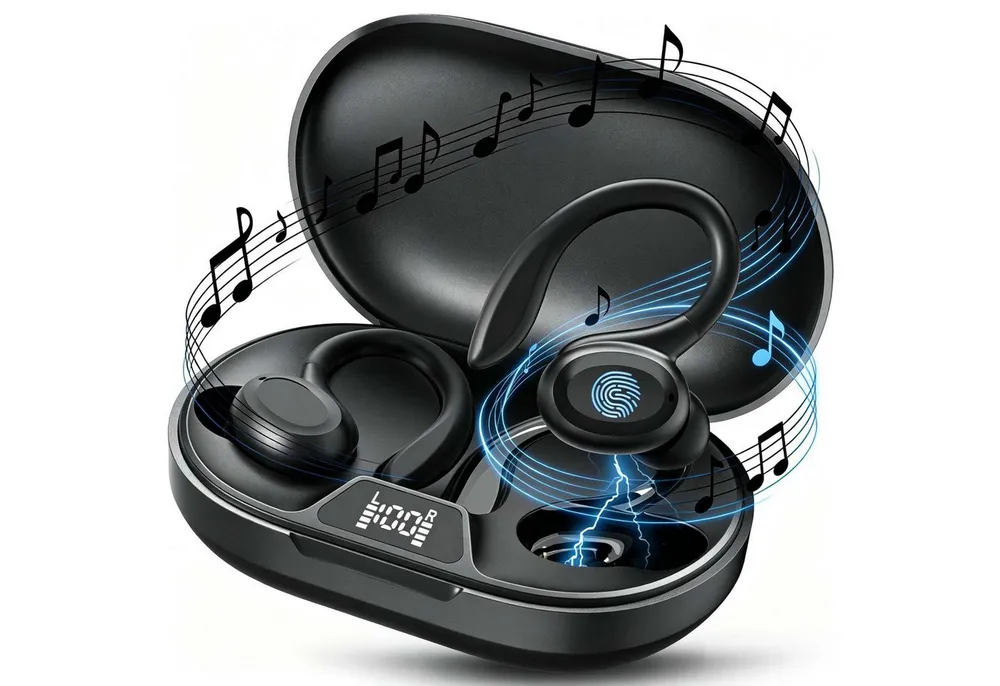 VSIUO 5.4 Sportkopfhörer Surround Sound Mit Mikrofon Gaming-Headset (Ergonomisches Ohrbügel-Design, Voice Assistant, Siri, ENC Rauschunterdrückung, Bluetooth 5.4)