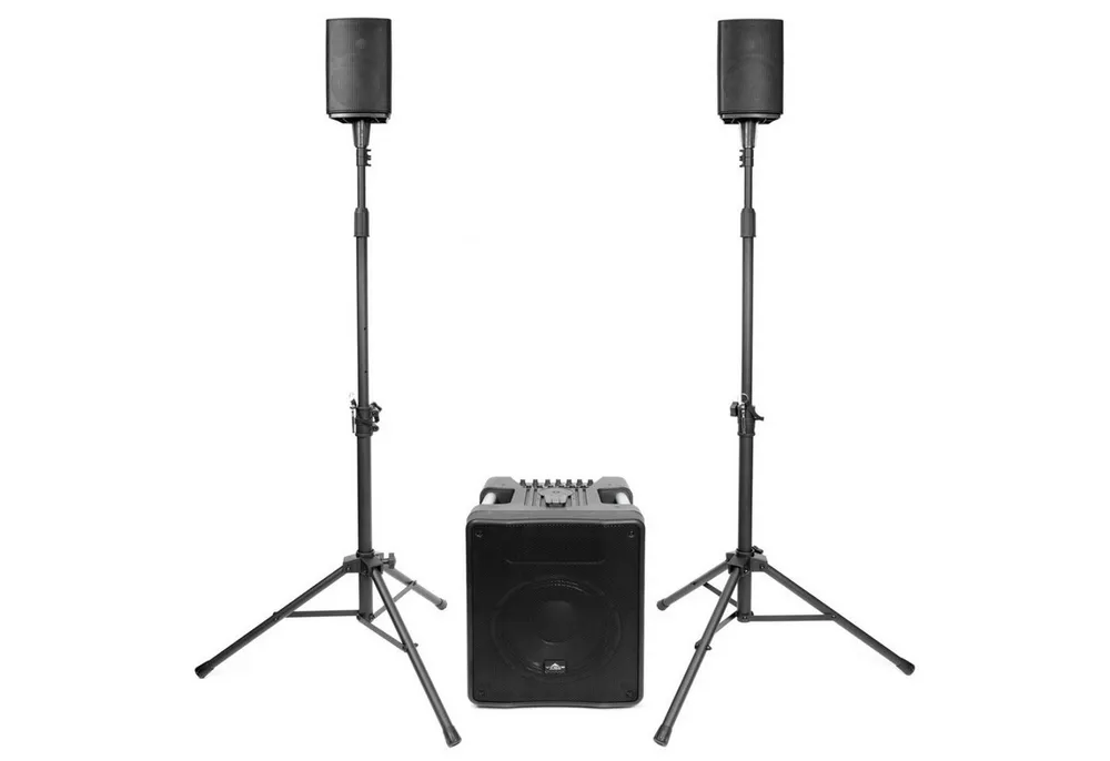 Vyrve Audio Vyrve Audio MIZAR PA-System mit Mixer und Stativen Lautsprechersystem (Bluetooth, PA-System mit Mixer und Stativen)