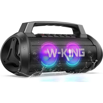 Lautsprecher W-King Bluetooth 120W IPX6 mit LED und Stereo