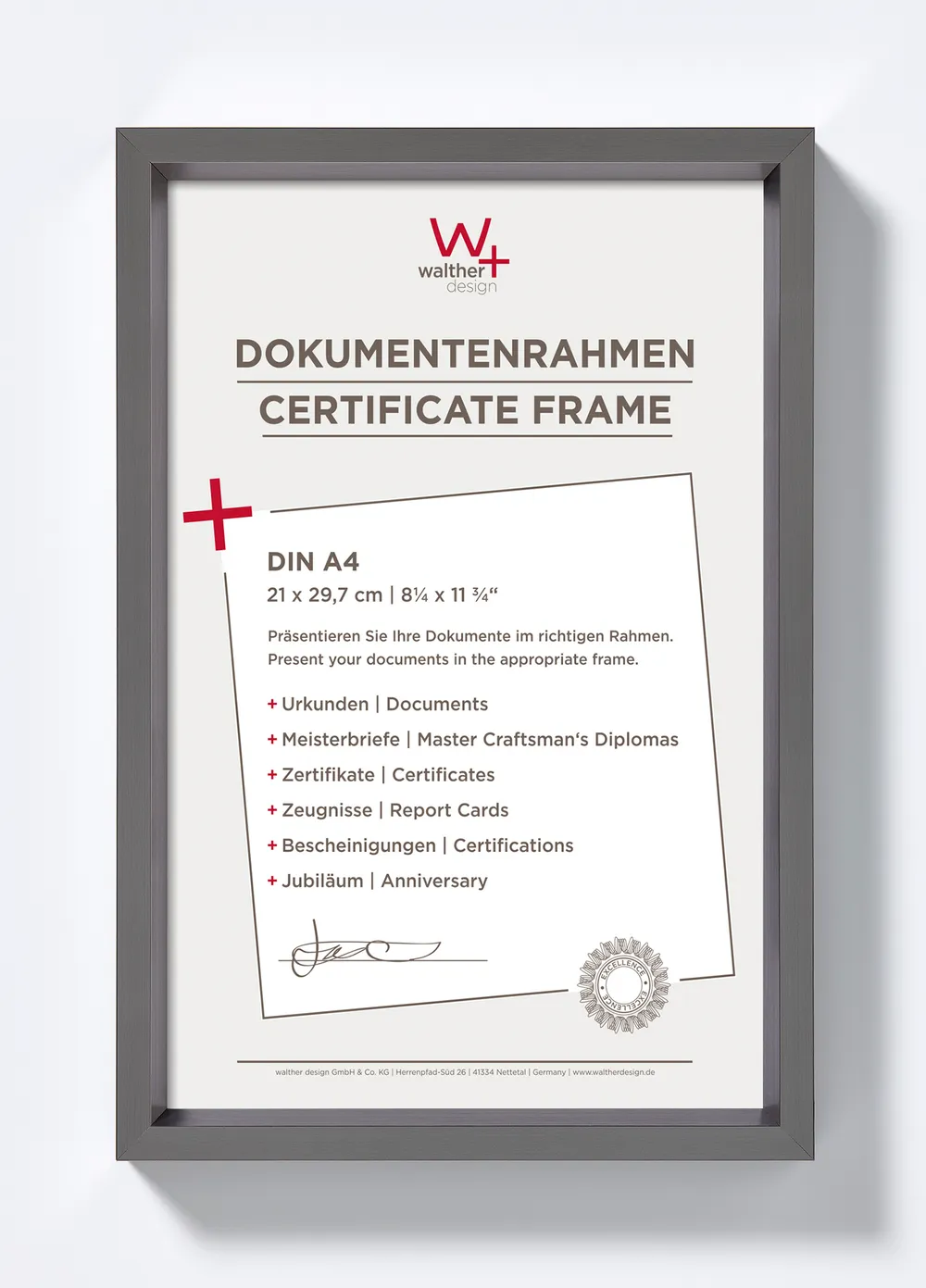 Walther Kunststoffrahmen Steel Style ES130D 21x29,7cm stahl