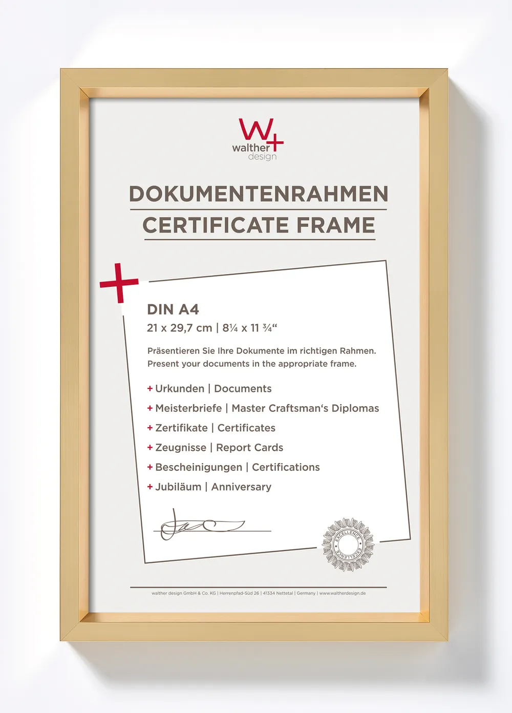 Walther Kunststoffrahmen Steel Style ES130G 21x29,7cm gold