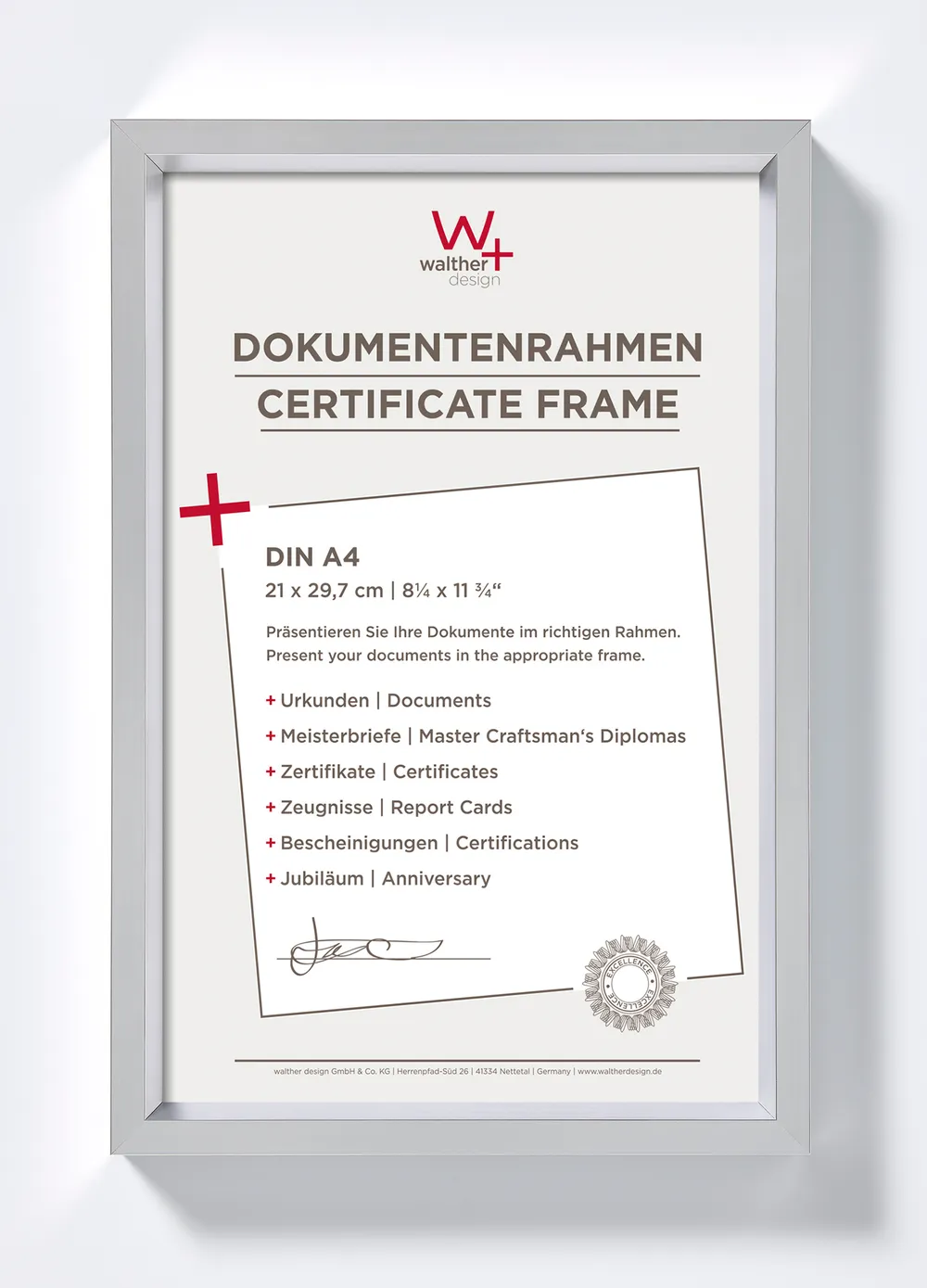 Walther Kunststoffrahmen Steel Style ES130S 21x29,7cm silber