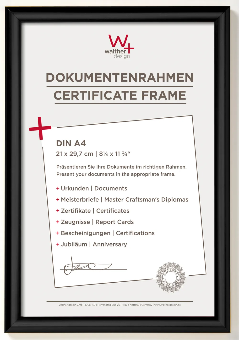 Walther Kunststoffrahmen Trendstyle KP130B 21x29,7cm schwarz