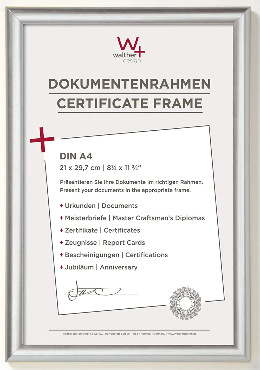 Walther Kunststoffrahmen Trendstyle KP130S 21x29,7cm silber