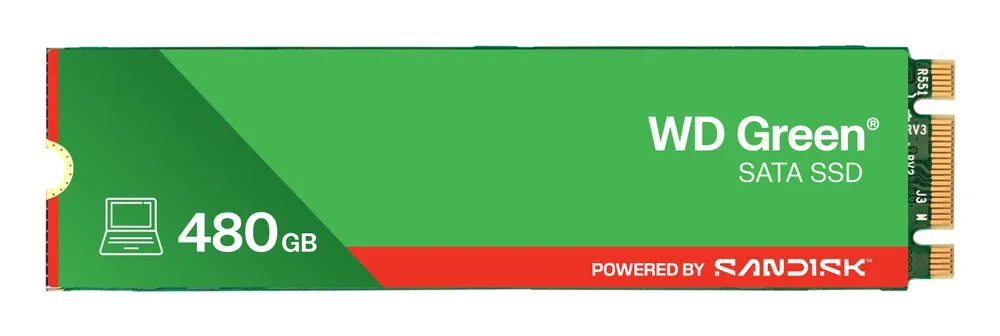 Western Digital WD Green SATA SSD 480GB | wds480g3g0b | M.2 2280 / B-M-Key / SATA 6Gb/s