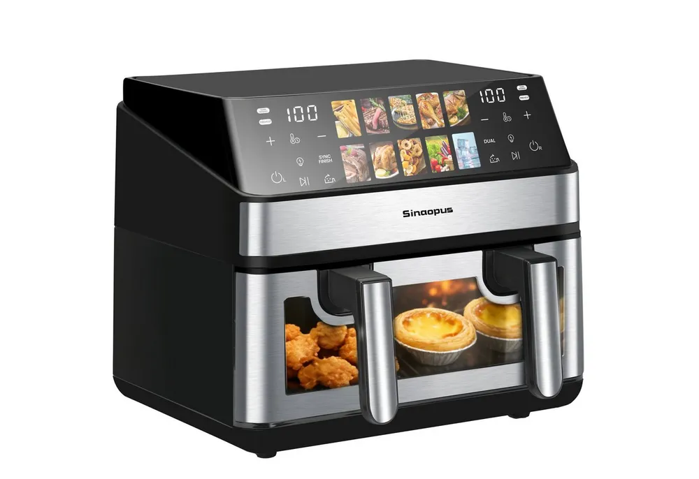 WHEELYOU Heißluftfritteuse Automatische Abschaltung, 10 Programme, 2000 W, 2000 W, 10 voreingestellte Programme, Touchscreen-Bedienung