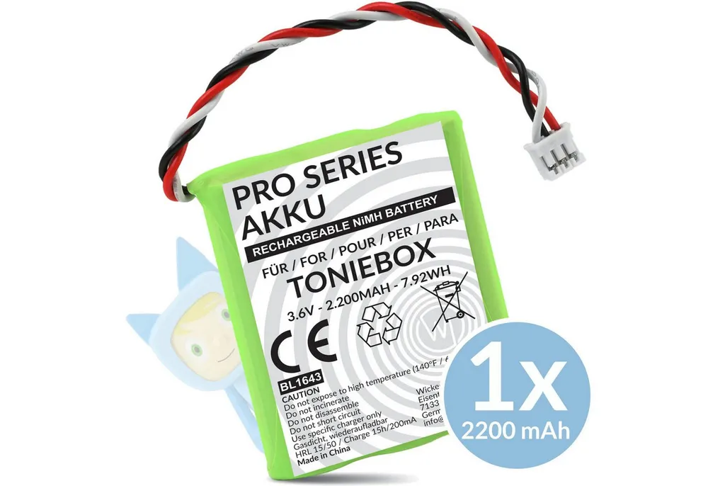 Wicked Chili 1x Akku für Toniebox,50AA5S Ersatzakku Batterie 2200 mAh mit Moosgummi Zusatz-Akku MT-F Pro Series (3,6 V), Akku geeignet für TonieBox