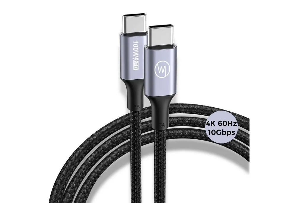 Wicked Chili 1x Dual USB-C Kabel 100W 1m, iPhone MacBook Samsung 4K@60Hz 10GBps Smartphone-Kabel, USB-C, USB-C (100 cm), USB-C 3.2 Gen2, Video 4K@60Hz, Display Alt Mode, 10 Gbps Datentransfer