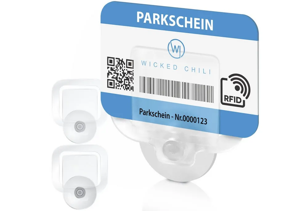 Wicked Chili Halterung Parkscheinhalter Clip für Auto Windschutzscheibe, (1er Set, 2-tlg., 2er-Pack, Made in Germany - KFZ Parkschein Halterung - Mit 30mm Saugnapf)