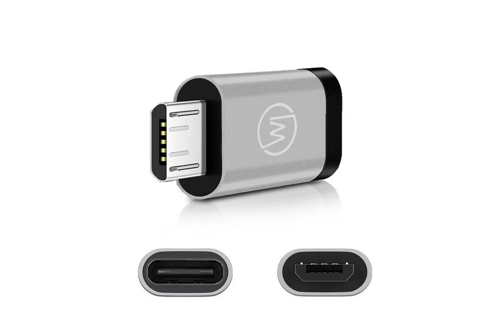 Wicked Chili MicroUSB Adapter für USB C Kartenlesegerät USB-Adapter MicroUSB zu USB-C, Aluadapter mit Typ C Buchse und Micro-USB-Stecker für OTG Handy / Tabl