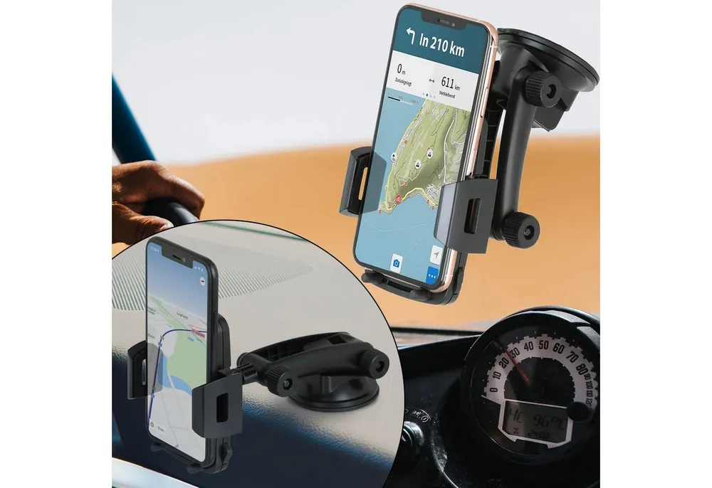 Wicked Chili Smartphone-Halterung Autohalterung für iPhone 16 15 14 13 Pro Mini Max, (1er Set, 1-tlg., 2in1 Halterung für Windschutzscheibe und Armaturenbrett / mit Kabelhal)