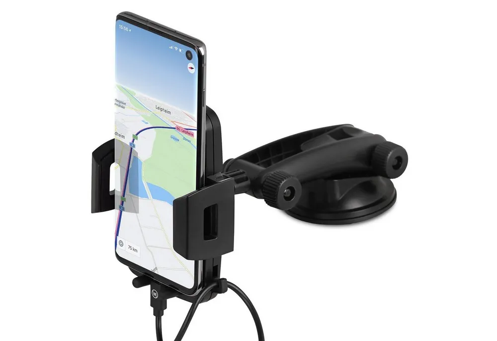 Wicked Chili Smartphone-Halterung KFZ Handy Halterung für Samsung Galaxy S20 S10+ M30, (1er Set, 1-tlg., 2in1 Halterung für Windschutzscheibe und Armaturenbrett / mit Kabelhal)
