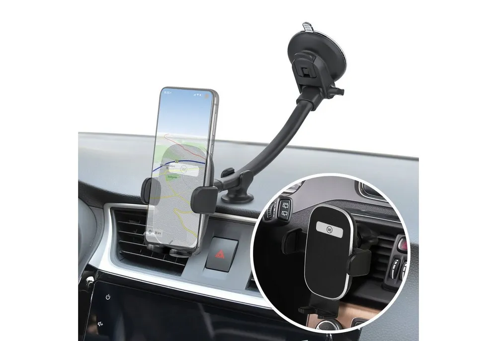 Wicked Chili Smartphone-Halterung Universal Handyhalterung extra lang Scheibe Lüftung 2in1, (1er Set, 4-tlg., Extra lang, Vibrationsfrei, 2in1 Auto Handyhalterung)
