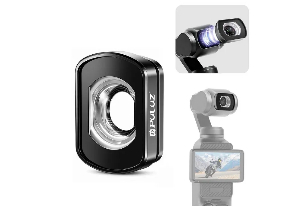 Wigento 112 Grad Weitwinkel Linse für DJI Osmo Pocket 4 / 3 Zubehör Schwarz Zubehör Drohne (Kompakt, Leicht, Magnetisch, Passgenau, Mit 112 Grad Sichtfeld)