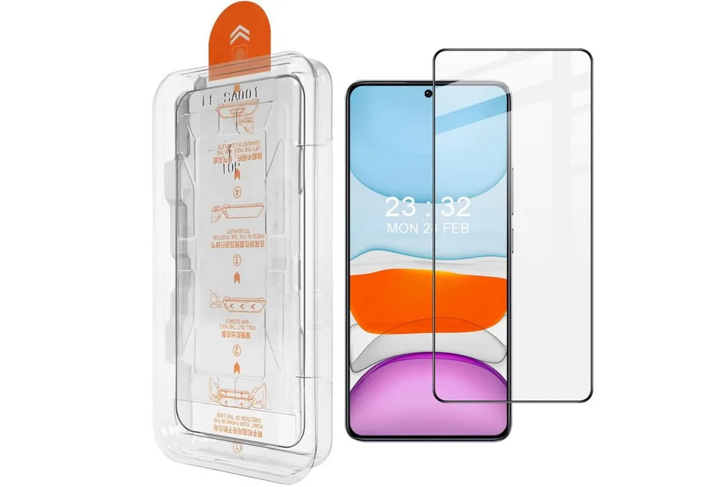 Wigento Displayschutzglas Easy Install für Xiaomi Poco X8 Pro Montage 3D H9 Schutz Hartglas für Xiaomi Poco X8 Pro, Selbstmontage Ausrichtungsgehäuse