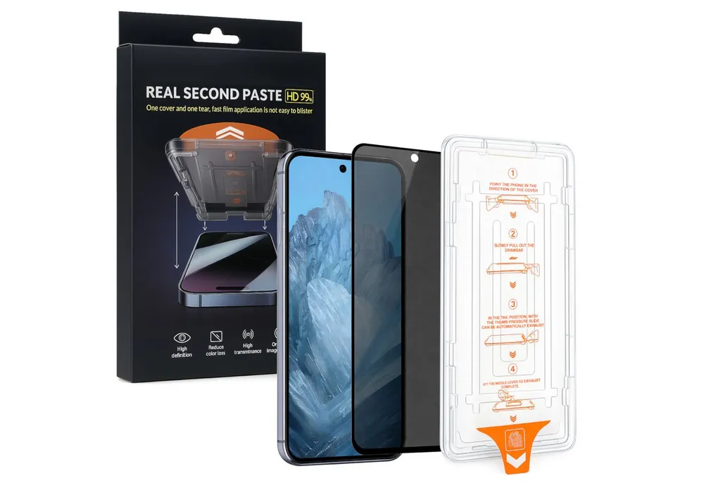 Wigento Displayschutzglas SnapFit Privacy Schutzglas für Google Pixel 10a mit Anbringhilfe 9H für Google Pixel 10a, Blickschutz, 9H Härte, kratzfest, stoßfest, Installationshilfe