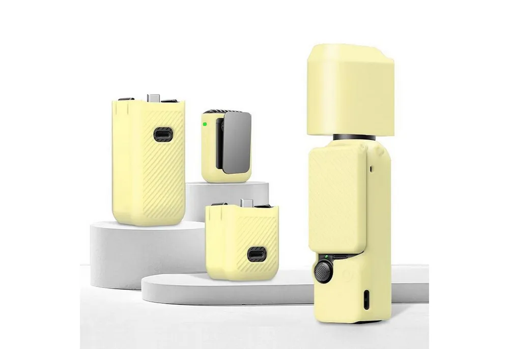 Wigento Für DJI OSMO Pocket 3 6-in-1 Silikon TPU Schutzset Cover Gelb Zubehör Drohne