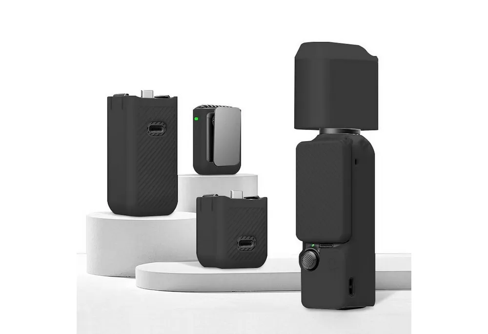 Wigento Für DJI OSMO Pocket 3 6-in-1 Silikon TPU Schutzset Cover Schwarz Zubehör Drohne