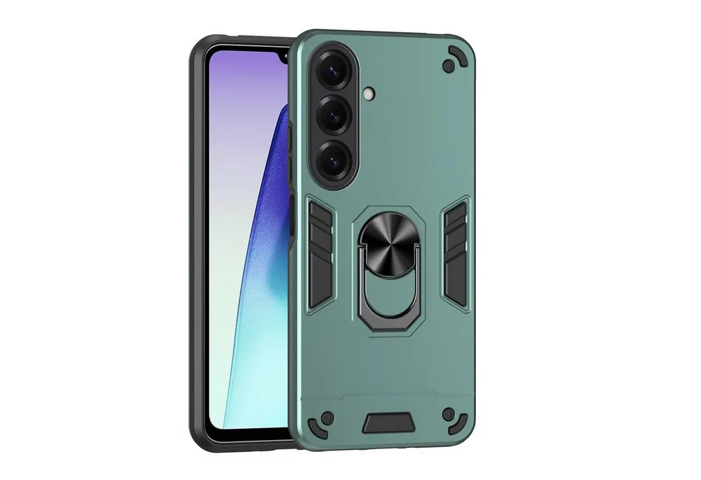 Wigento Handyhülle Armor Magnet Ring für Samsung Galaxy S26 5G Halter Hülle Grün 6,3 Zoll, Stoßfeste Hülle mit 360-Grad-Ringhalter