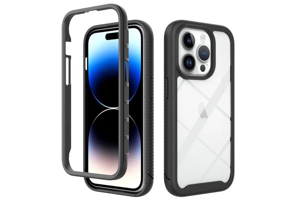 Wigento Handyhülle Für Apple iPhone 15 Pro Max robuste TPU / PC verstärkte Ränder Hülle