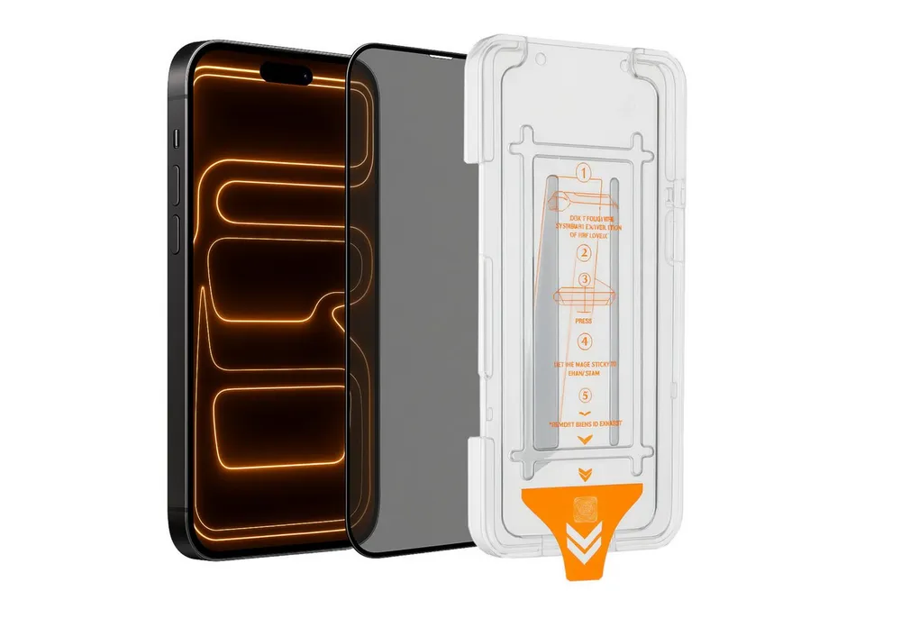 Wigento Handyhülle Für Apple iPhone 17 Pro SnapFit Privacy 9H Glas Installationshilfe, Blickschutz, 9H Härte, kratzfest, stoßfest, Installationshilfe