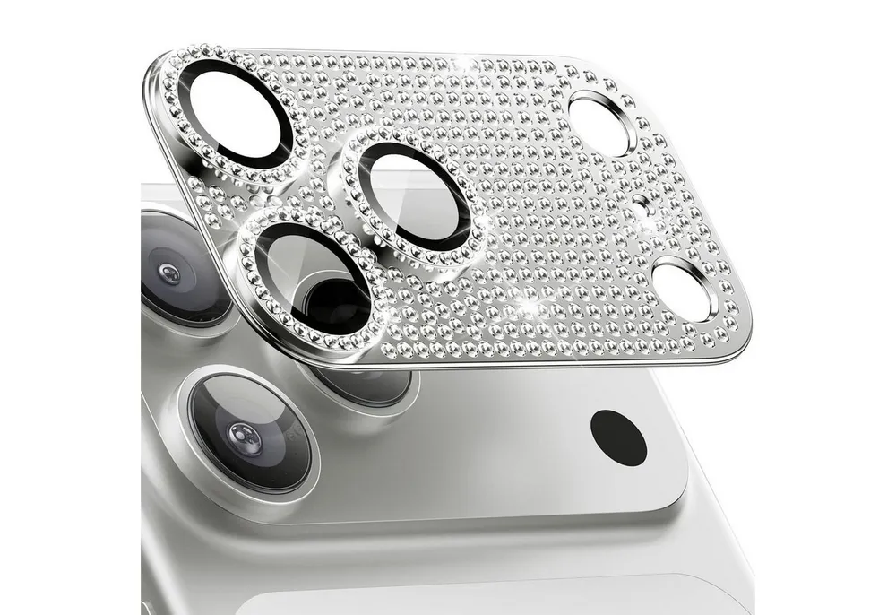 Wigento Handyhülle Für Apple iPhone 17 Pro Max Kamera Diamant Design Schutz Metall Silber, Aluminiumlegierung, hohe Lichtdurchlässigkeit, Anti-Fingerprint