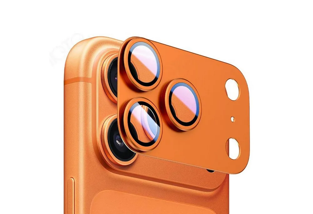 Wigento Handyhülle Für Apple iPhone 17 Pro Max Kamera Full Schutzring Aluminium Orange, Aluminiumlegierung, hohe Lichtdurchlässigkeit, Anti-Fingerprint
