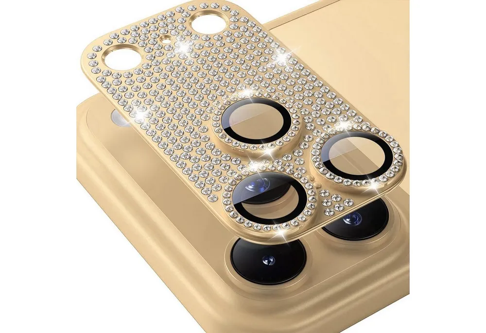 Wigento Handyhülle Für Apple iPhone 17 Pro Kamera Diamant Design Schutz Metall Gold, Aluminiumlegierung, hohe Lichtdurchlässigkeit, Anti-Fingerprint
