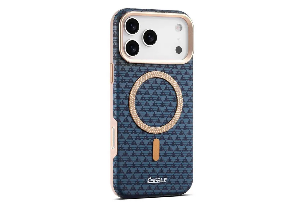 Wigento Handyhülle Für Apple iPhone 17 Pro Max ESEBLE Kunstleder TPU Magnet Hülle Blau, Magnetfunktion, Metall Kameraschutz