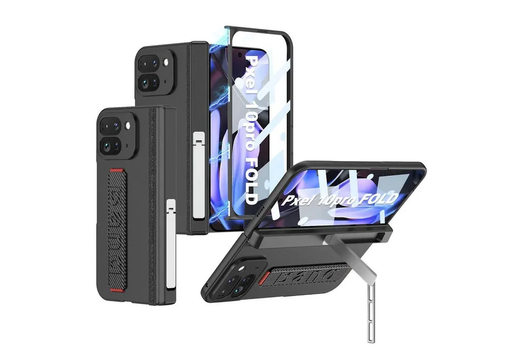 Wigento Handyhülle Für Google Pixel 10 Pro Fold GKK Faltscharnier Schlaufe Halter Hülle, Schutzhülle mit Faltscharnier und Handgelenksschlaufe