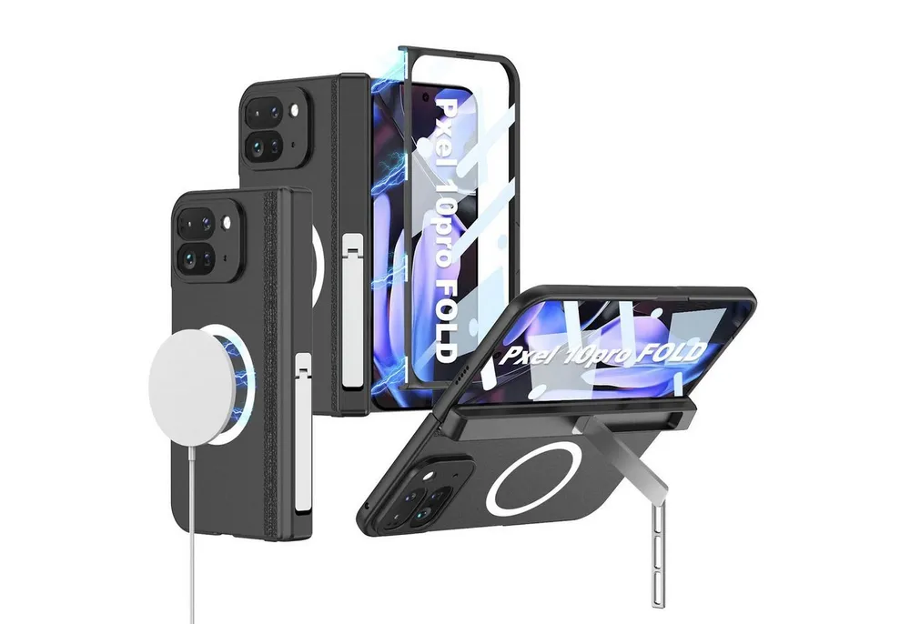 Wigento Handyhülle Für Google Pixel 10 Pro Fold MagSafe Flip Hülle Displayschutz Ständer, MagSafe Flip Hülle mit integriertem Displayschutz und Ständer