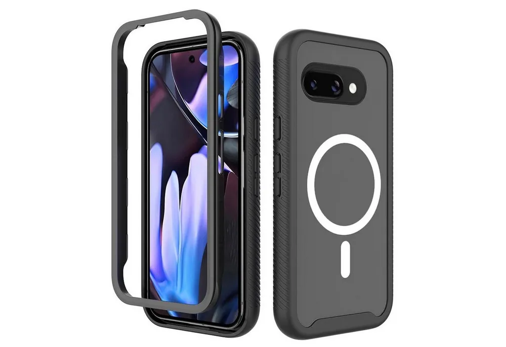 Wigento Handyhülle Für Google Pixel 9a Sky Series MagSafe PC TPU Hülle Bumper Schwarz, Stoßfest, integrierter Bildschirmschutz, klare Rückseite