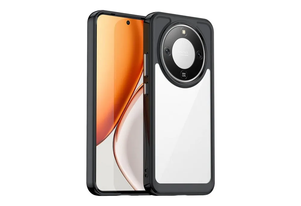 Wigento Handyhülle Für Honor Magic 8 Lite Colorful Series TPU Acryl Schutzhülle Schwarz, Colorful Series Hybrid Schutzhülle