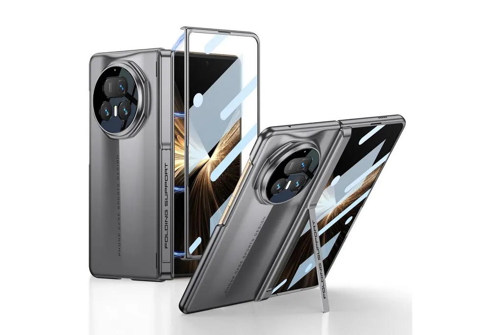 Wigento Handyhülle Für Honor Magic V5 GKK dünne Magnetische Hülle mit Schutzglas Grau, Ultradünn, magnetisch, seitlicher Schutz