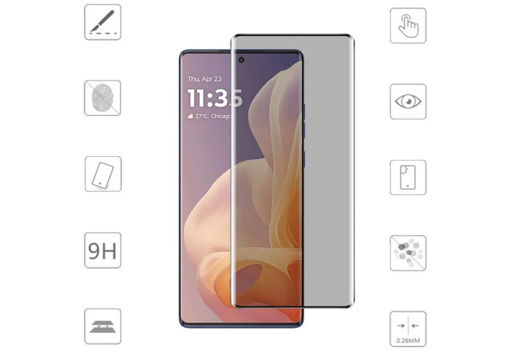 Wigento Handyhülle Für Motorola Moto G85 5G 4D Privacy Full Curved Hart Glas Folie Schutz, Display Curved PRIVACY Schutz Glas
