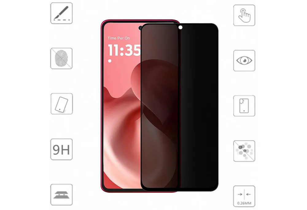 Wigento Handyhülle Für Motorola Moto G86 5G 1x 2.5D 0,26mm Privacy Display 9H Hart Glas, Privacy Display Schutz Glas