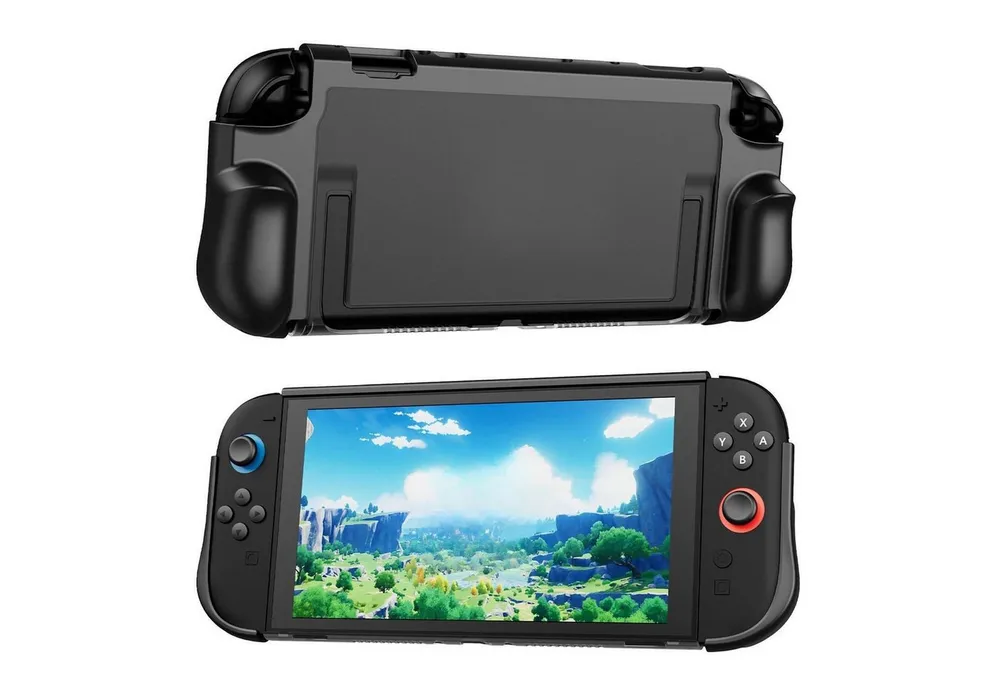 Wigento Handyhülle Für Nintendo Switch 2 Stoßfeste TPU+PC Schutzhülle Case Schwarz, Stoßfest, Kratzfest, ergonomisches Design