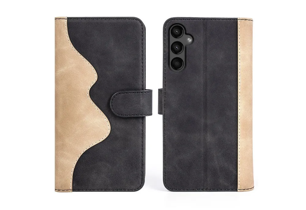 Wigento Handyhülle Für Samsung Galaxy A15 Design Handy Tasche Wallet Schutz Hülle Schwarz