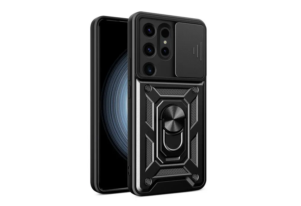 Wigento Handyhülle Für Samsung Galaxy S24 Ultra TPU Magnet Ring Kamera Cover Handy Hülle