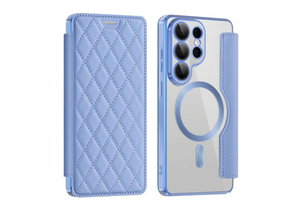Wigento Handyhülle Für Samsung Galaxy S26 Ultra Kunstleder MagSafe RFID Hülle Hellblau, Magsafe Kunstleder Schutzhülle mit RFID-Schutz und Ständer