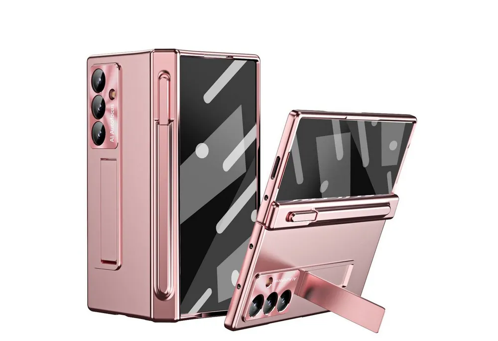 Wigento Handyhülle für Samsung Galaxy Z Fold7 5G Stand Stifthalter u. Stift Pink, Hülle mit Stand- und Stifthalterung inklusive Stift