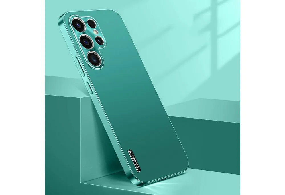 Wigento Handyhülle Für Samsung Galaxy S25 Ultra Feinmattes Metall Optik Design Hülle Grün, Mikro-frostige Metallic-Lackierung, stilvolles Design