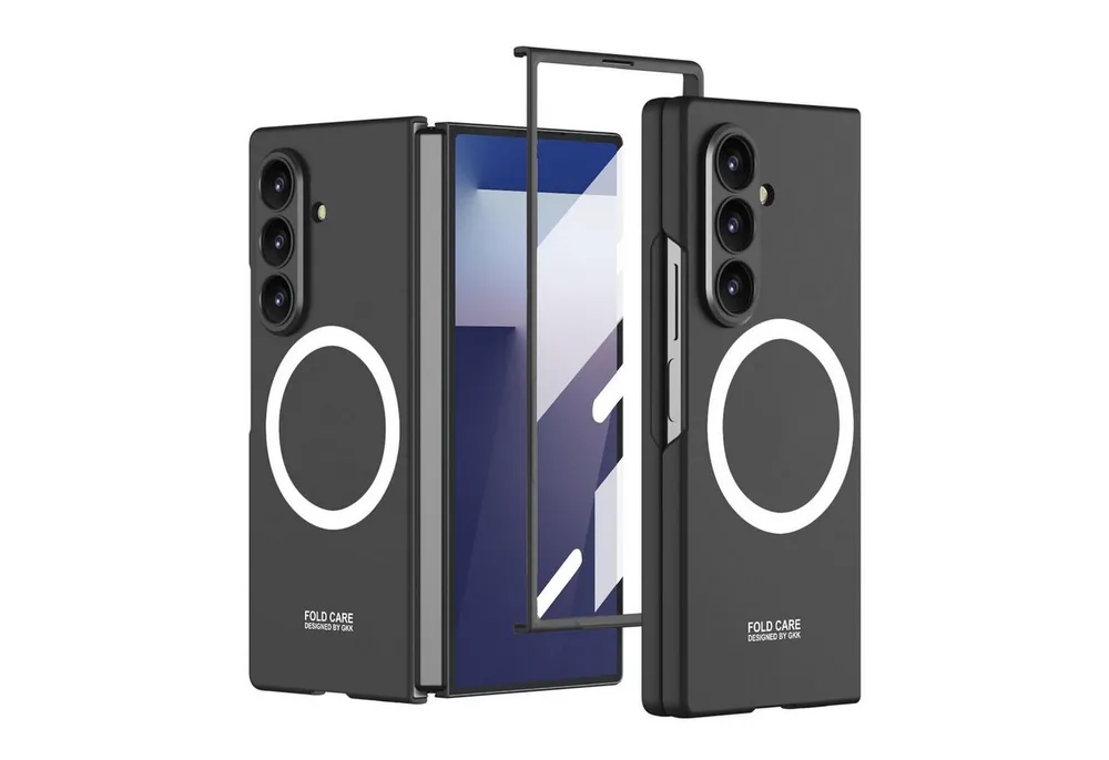Wigento Handyhülle Für Samsung Galaxy Z Fold7 GKK MagSafe Integrierte dünne Hülle Schwarz, MagSafe Hülle mit integriertem Displayschutz
