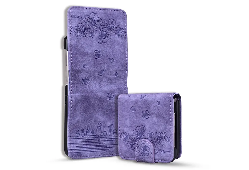Wigento Handyhülle Für Samsung Galaxy Z Flip7 FE / Flip6 5G Kunstleder Cartoon Hülle