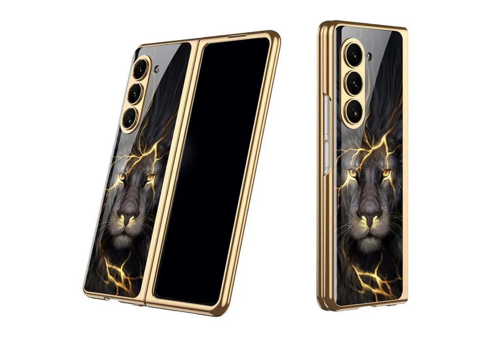 Wigento Handyhülle Für Samsung Galaxy Z Fold7 5G Lackiert Design Cover Handy Hülle Löwe