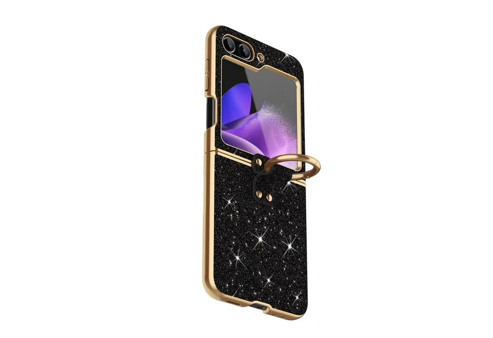 Wigento Handyhülle Für Samsung Galaxy Z Flip7 FE / Flip6 5G Glitzer Hülle Farbverlauf