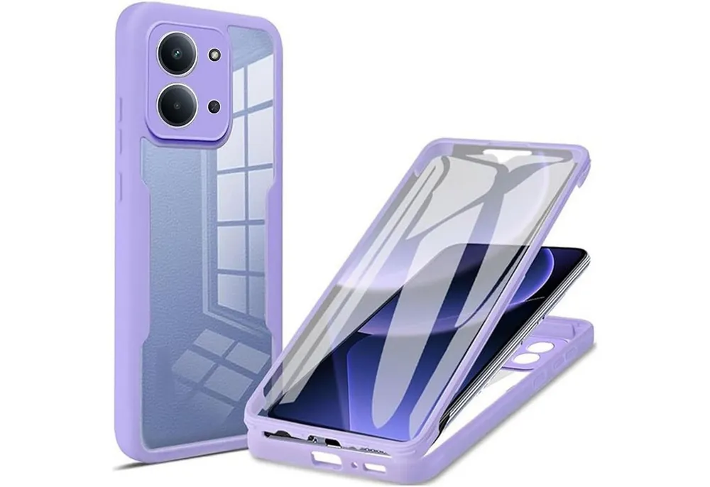 Wigento Handyhülle Für Xiaomi Redmi 15C 5G / 4G Full Body 360 Grad Acryl TPU Hülle Lila, 360 Grad Schutz, stoßdämpfend, robust